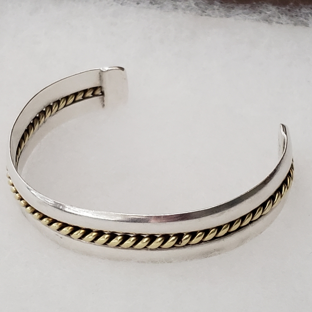 Silpada Sterling Silver Brass Braid Vintage Cuff B0001 - Picture 6 of 12